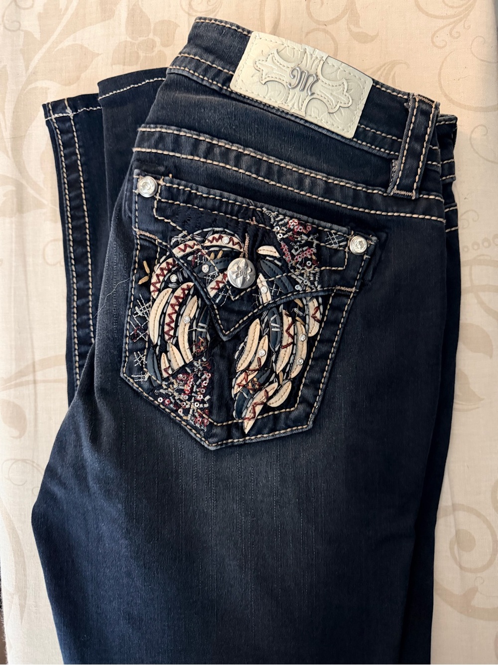 Miss Me Dark Blue ankle  Jeans with Embroidered Pocket